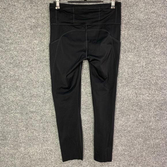 Lululemon ‎ 6 Cropped Leggings Stretch Running Pockets Black - Picture 2 of 11